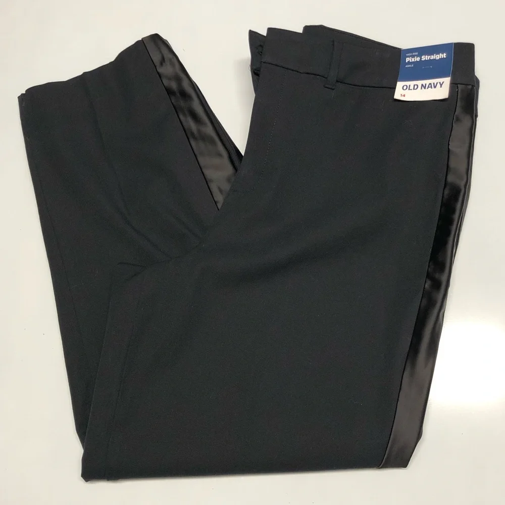 Old Navy pixie straight Pants with Satin Side Stripe size 14